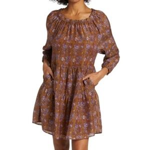 Xirena Lea Cotton Silk Floral Mini Dress XS Golden Clover Pockets Lightweight